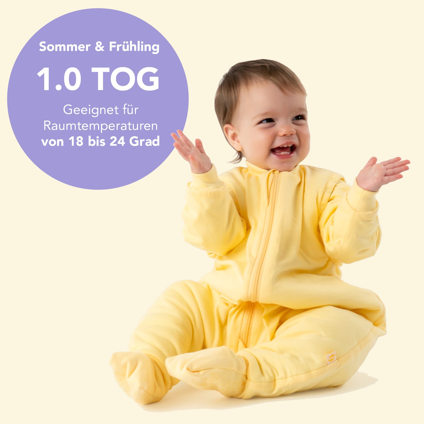 Schlafsack mit Füßen, umklappbaren Bündchen und Ärmeln, 1.0 TOG