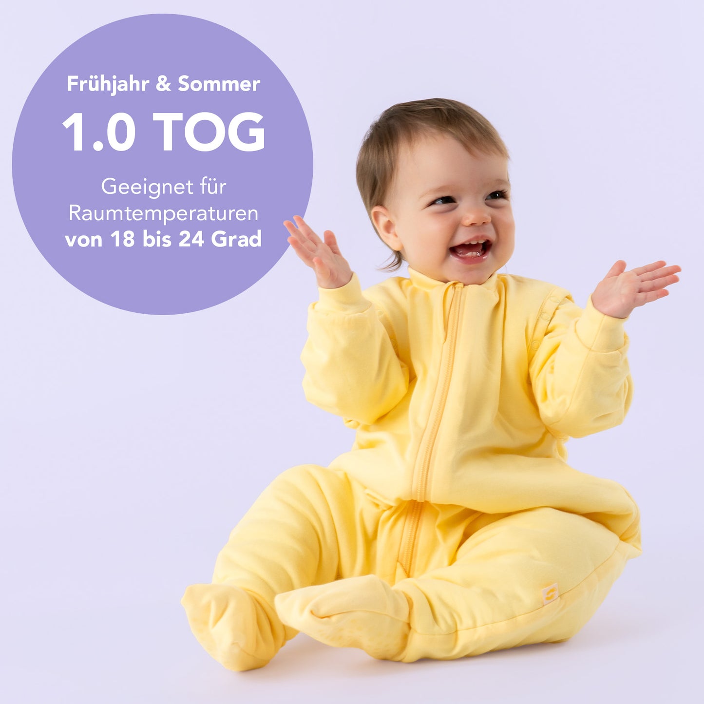 Schlafsack mit Füßen, umklappbaren Bündchen und Ärmeln, 1.0 TOG