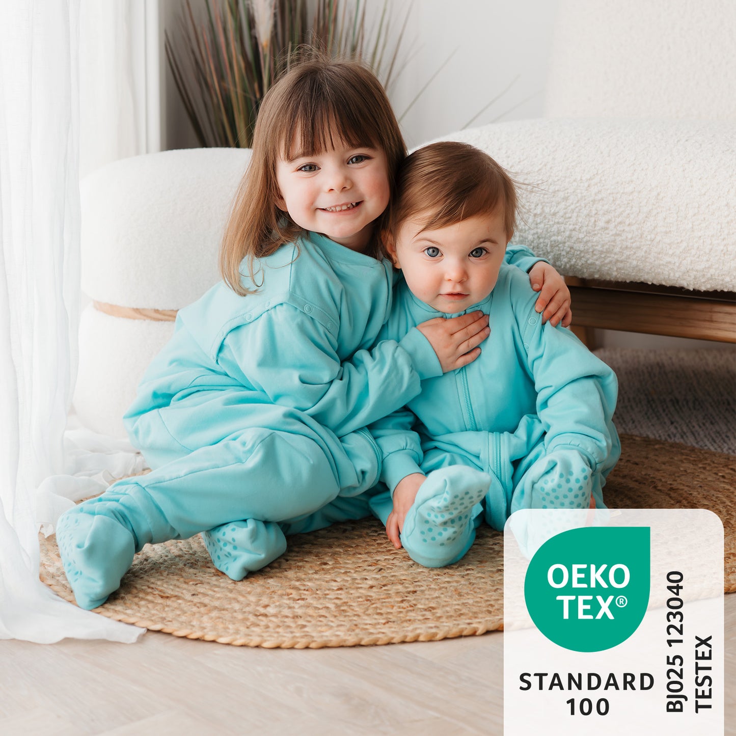 Schlafsack mit Füßen und umklappbaren Bündchen 2.5 TOG_Aqua_OEKOTEX_1202