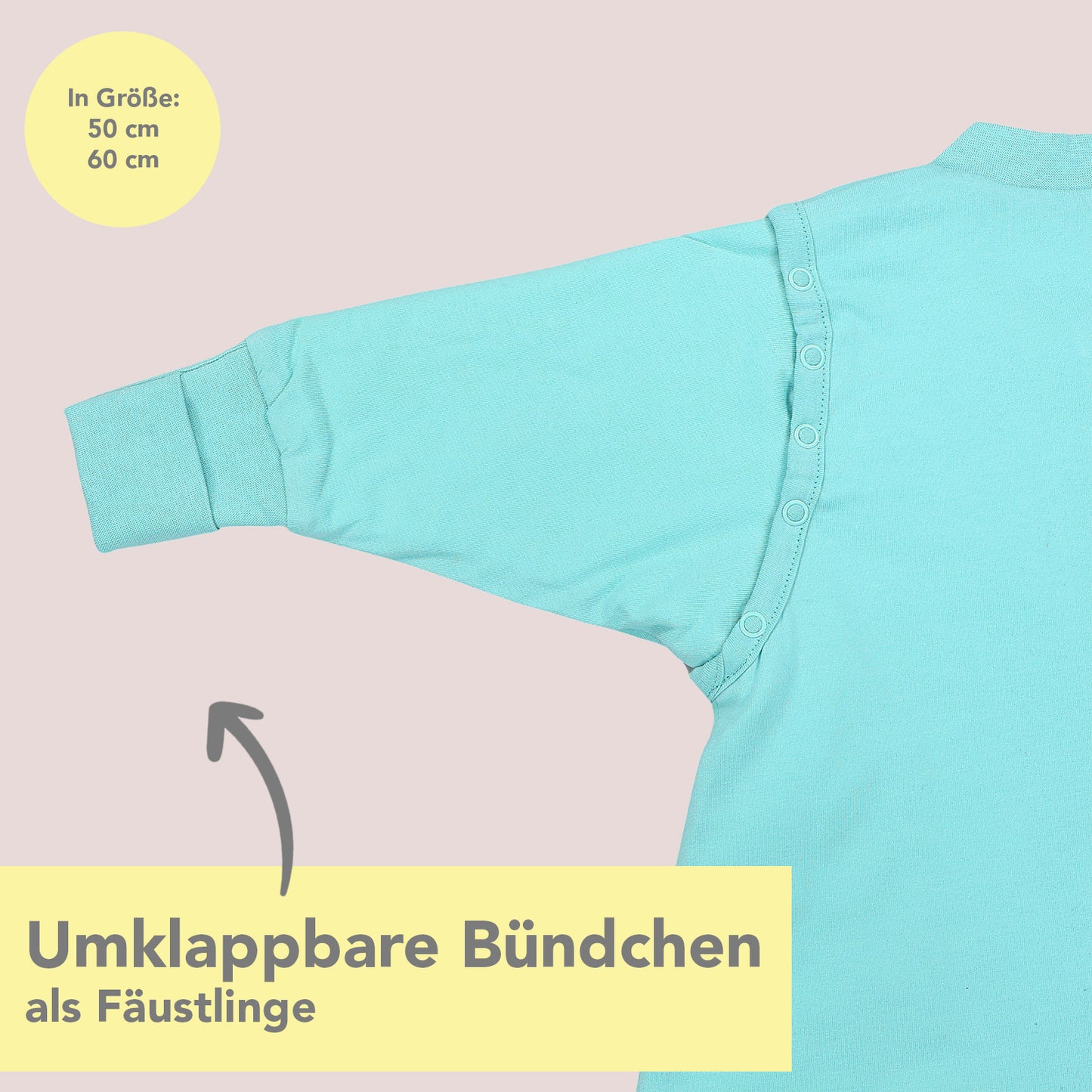 Schlafsack mit Füßen und umklappbaren Bündchen 2.5 TOG_Aqua_Armbündchen_1202