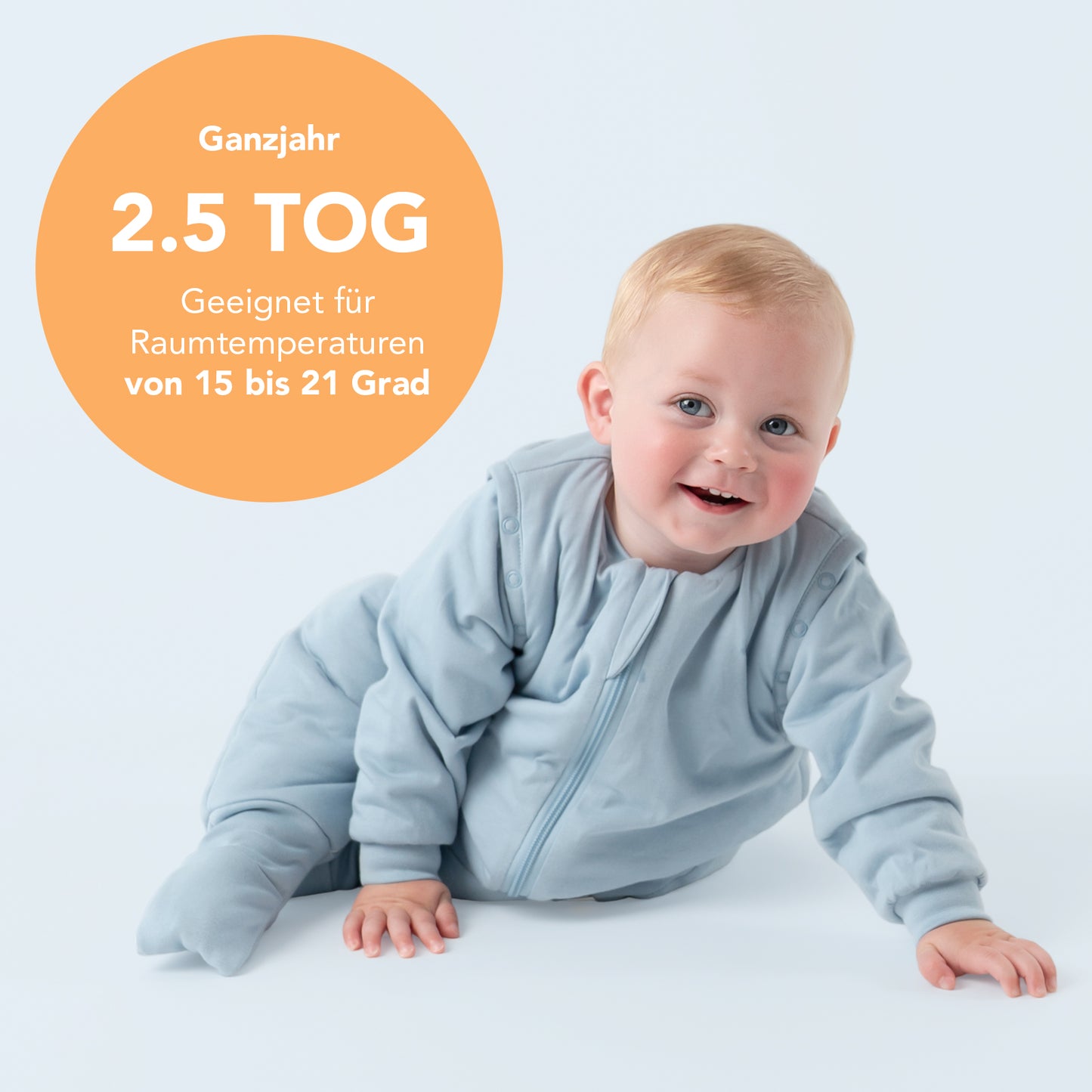 Schlafsack mit Füßen und umklappbaren Bündchen, 2.5 TOG