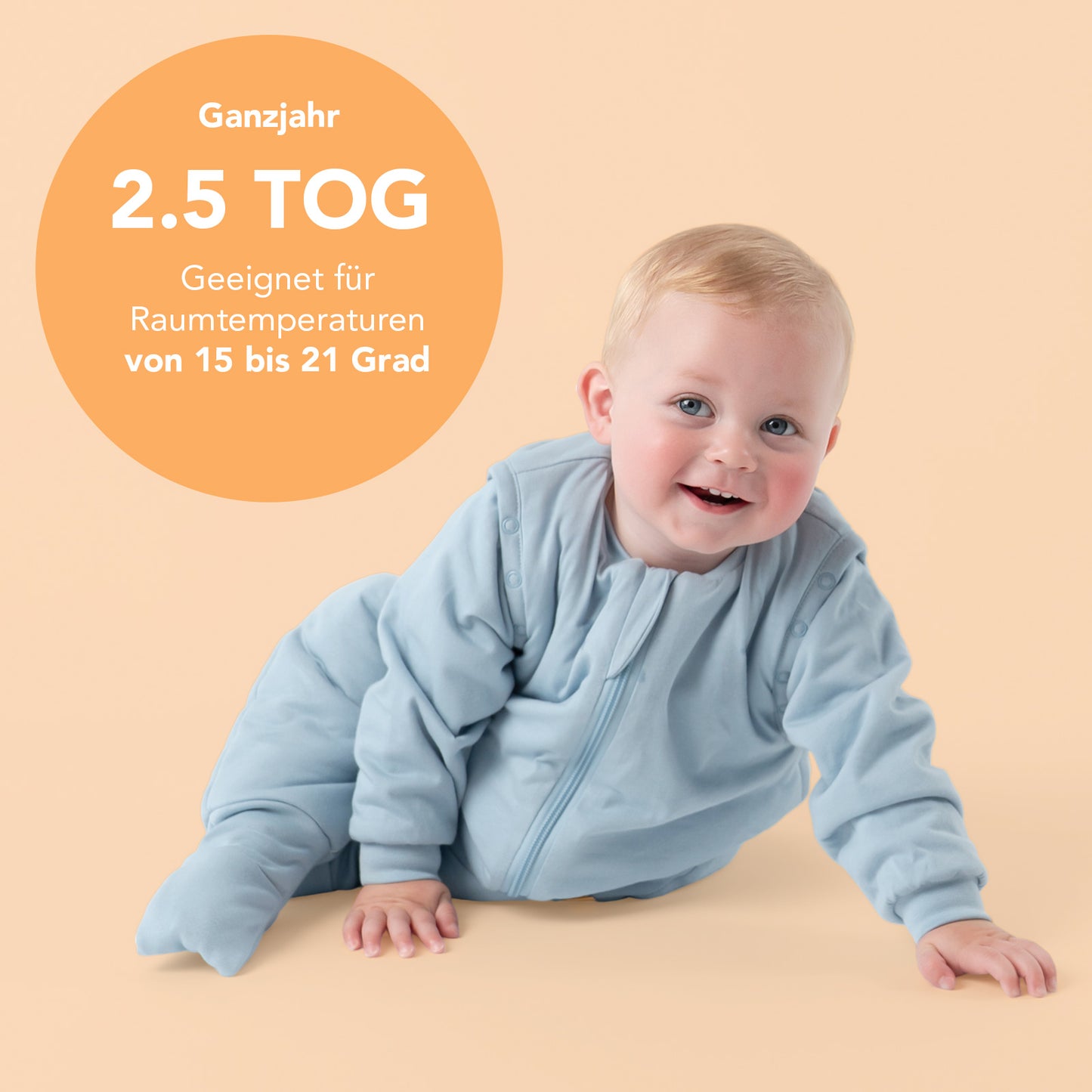 Schlafsack mit Füßen und umklappbaren Bündchen, 2.5 TOG