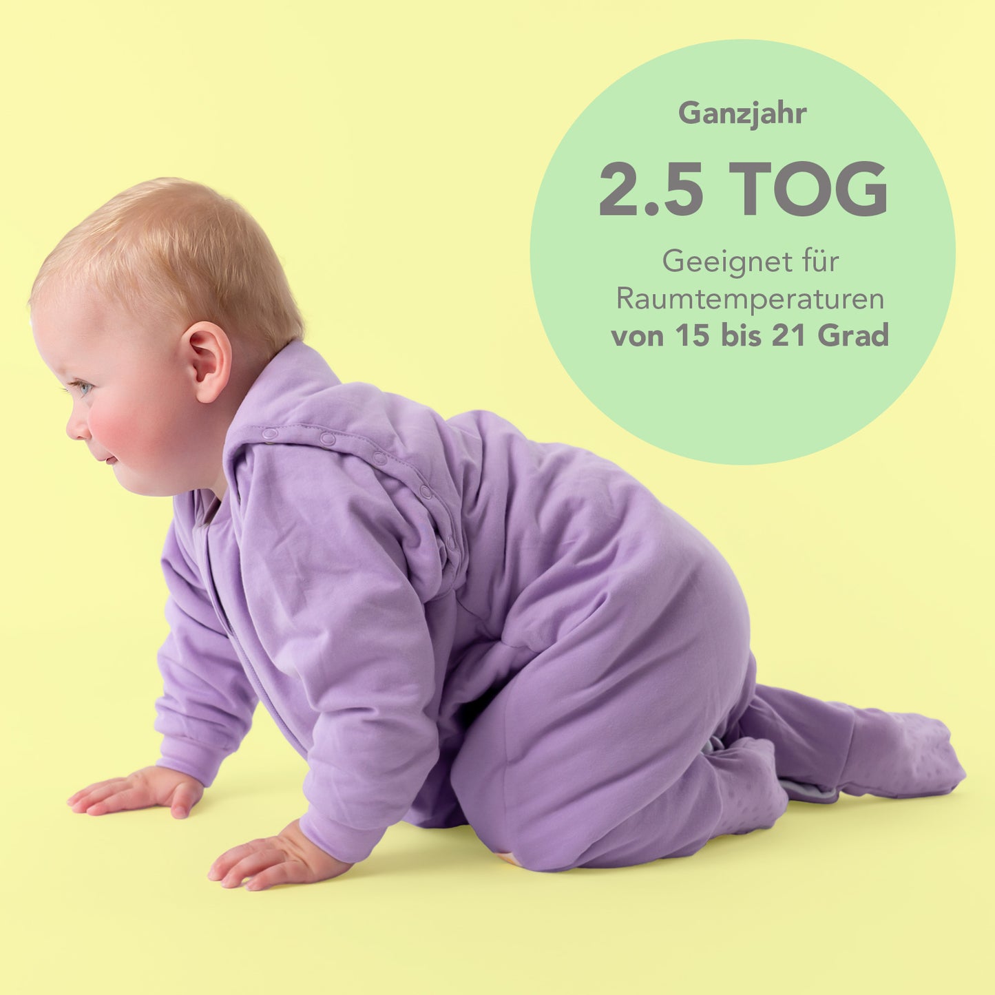 Schlafsack mit Füßen und umklappbaren Bündchen, 2.5 TOG