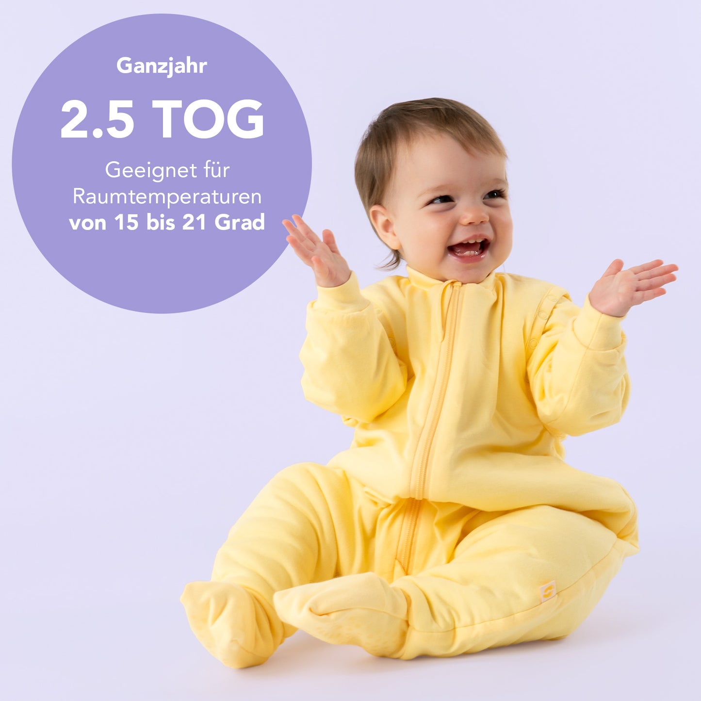 Schlafsack mit Füßen und umklappbaren Bündchen, 2.5 TOG