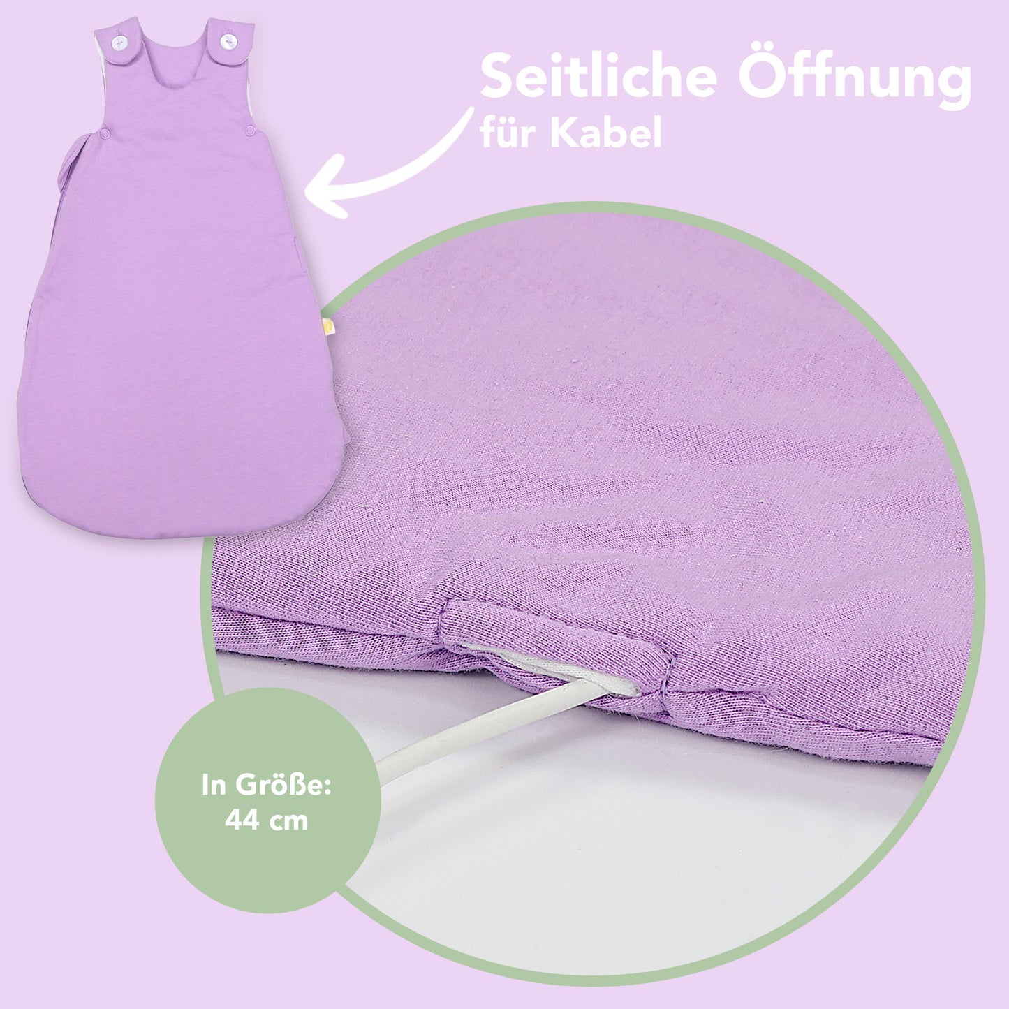 Babyschlafsack 2.5 TOG_Lavendel_Detailaufnahme3_1207