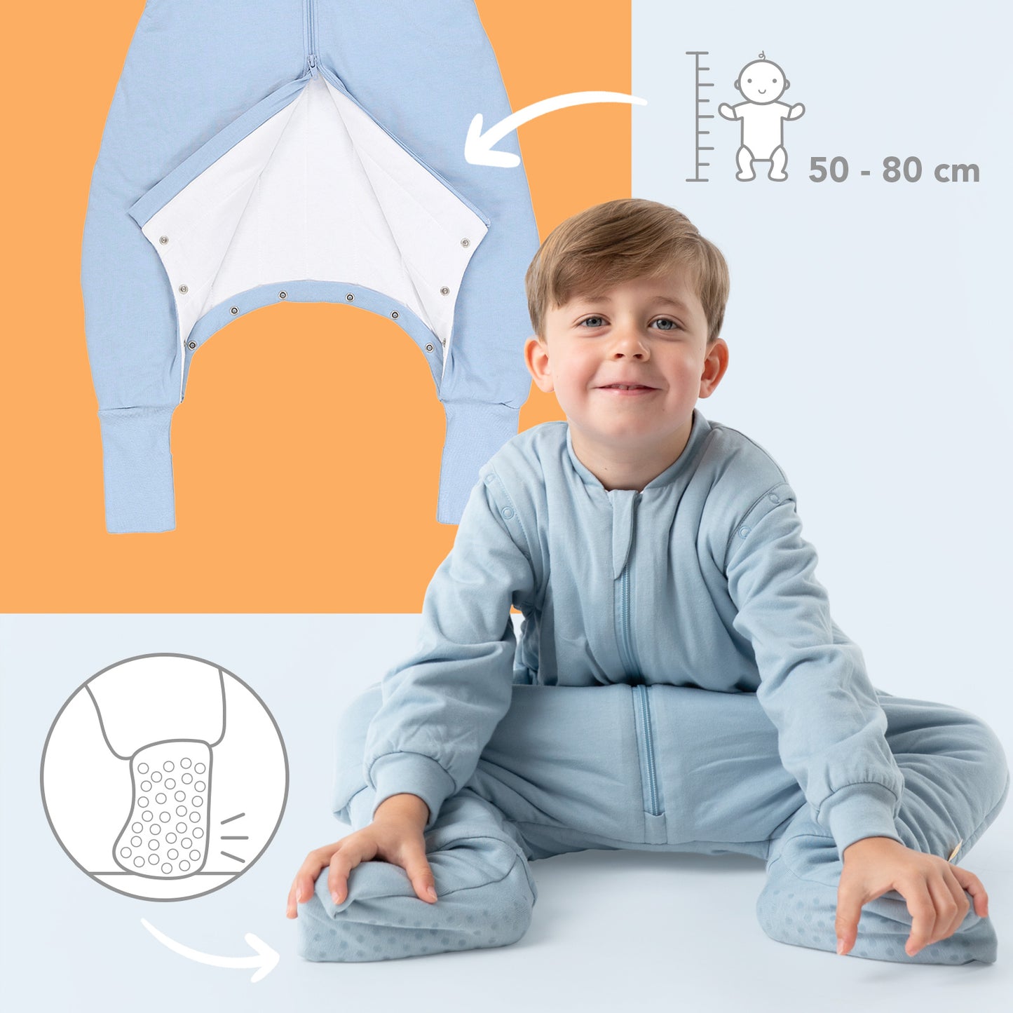 Schlafsack mit Füßen und umklappbaren Bündchen 3.5 TOG_Blue Ice_Fußbündchen_1209