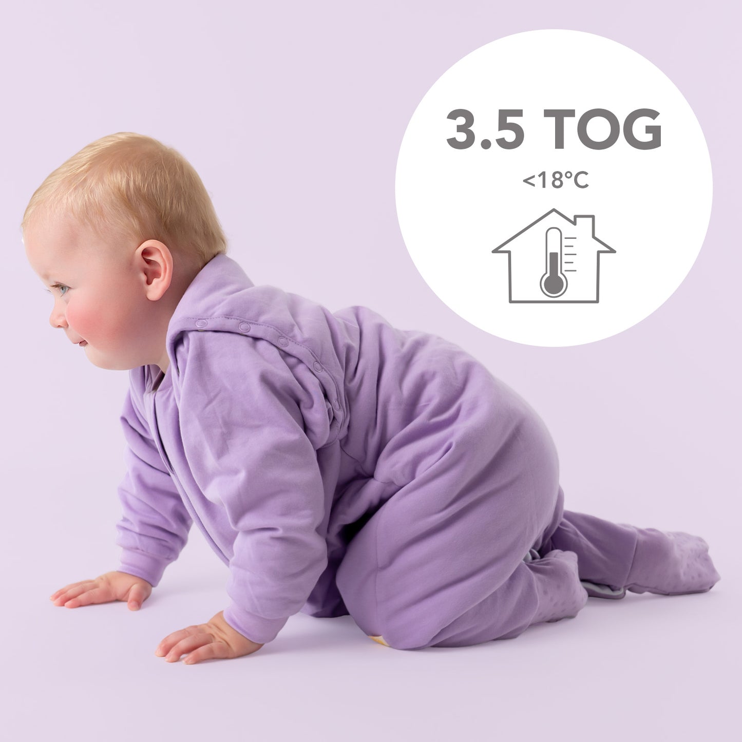 Schlafsack mit Füßen und umklappbaren Bündchen 3.5 TOG_Lavendel_TOG_1209