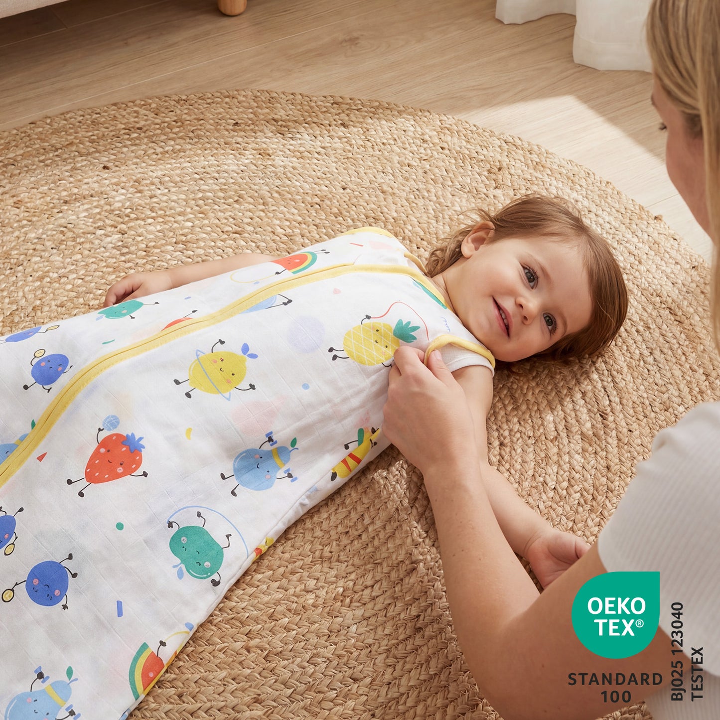 Musselin Babyschlafsack 0.5 TOG_Fruchtathleten_OEKOTEX_415