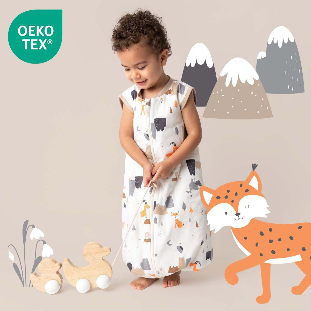 Schlafsack mit Füßen und umklappbaren Bündchen 1.0 TOG_Bergtiere_OEKOTEX_418