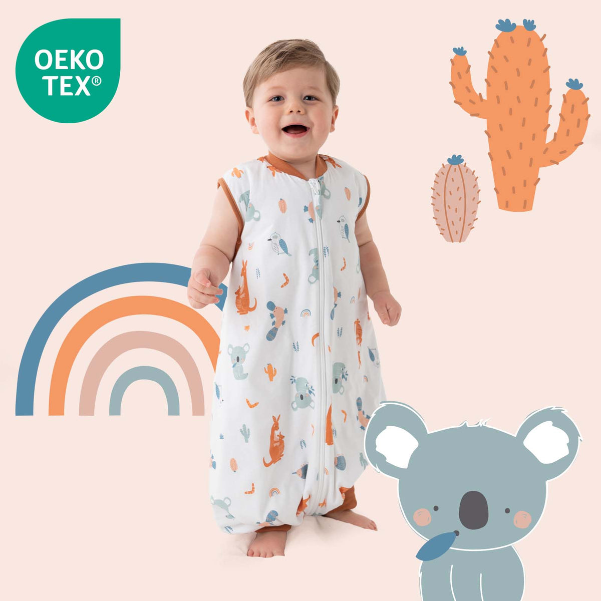Schlafsack mit Füßen und umklappbaren Bündchen 1.0 TOG_Känguru_OEKOTEX_418