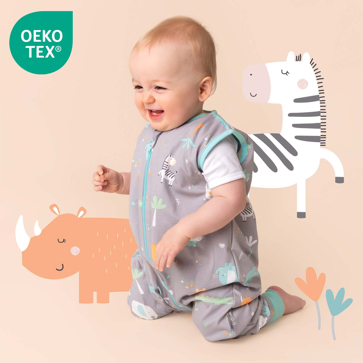 Schlafsack mit Füßen und umklappbaren Bündchen 1.0 TOG_Safari_OEKOTEX_418