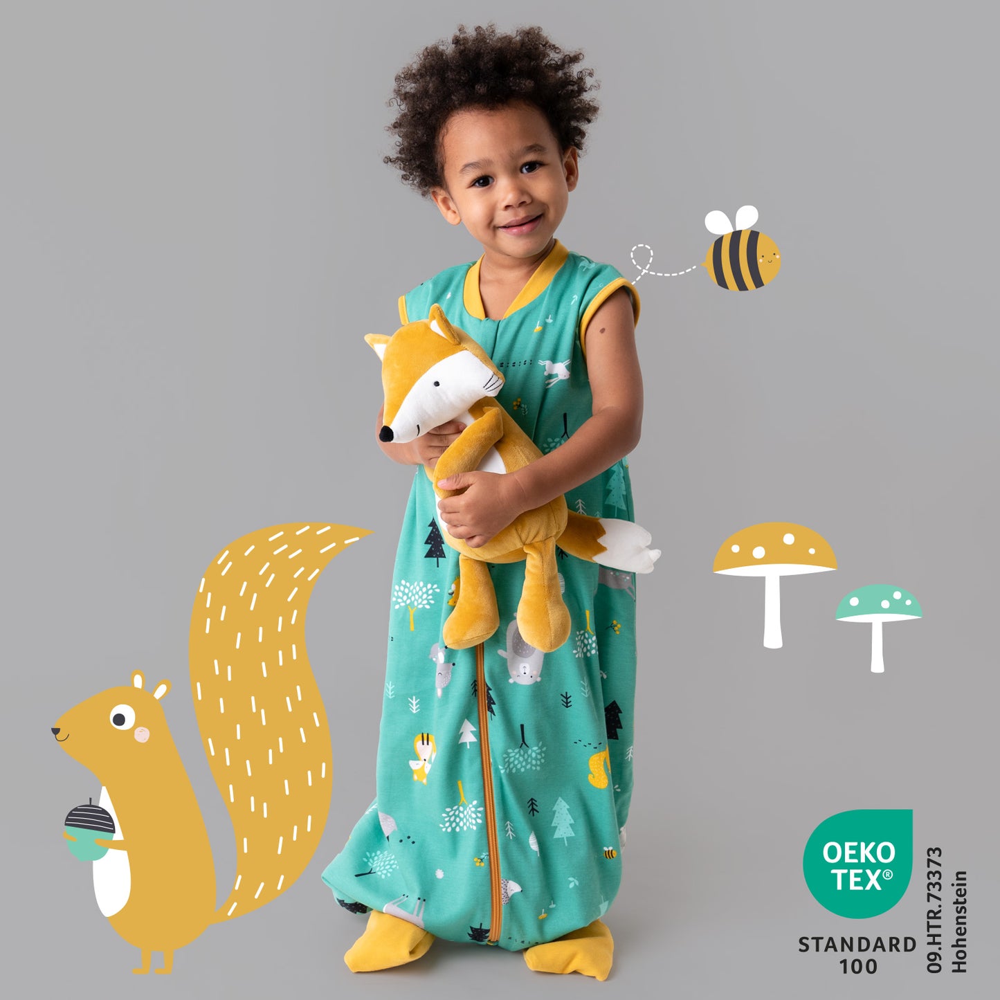 Bio Schlafsack mit Füßen und umklappbaren Bündchen 1.0 TOG_Waldtiere_419_2 - (Bild-12)