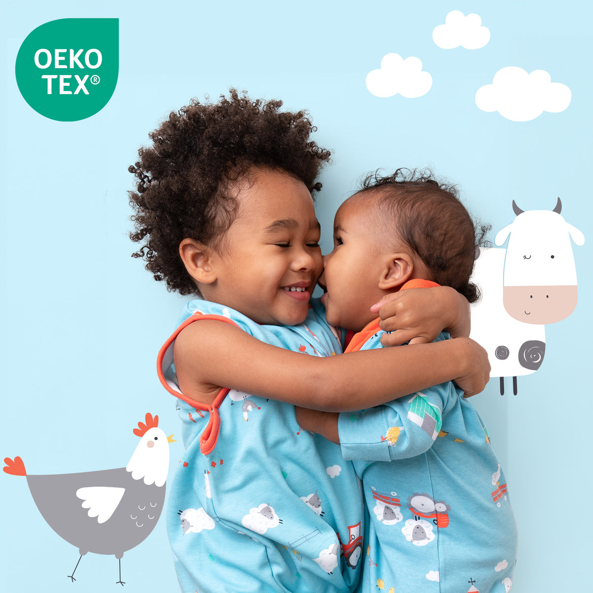 Bio Schlafsack mit Füßen und umklappbaren Bündchen 1.0 TOG_Bauernhof_OEKOTEX_419