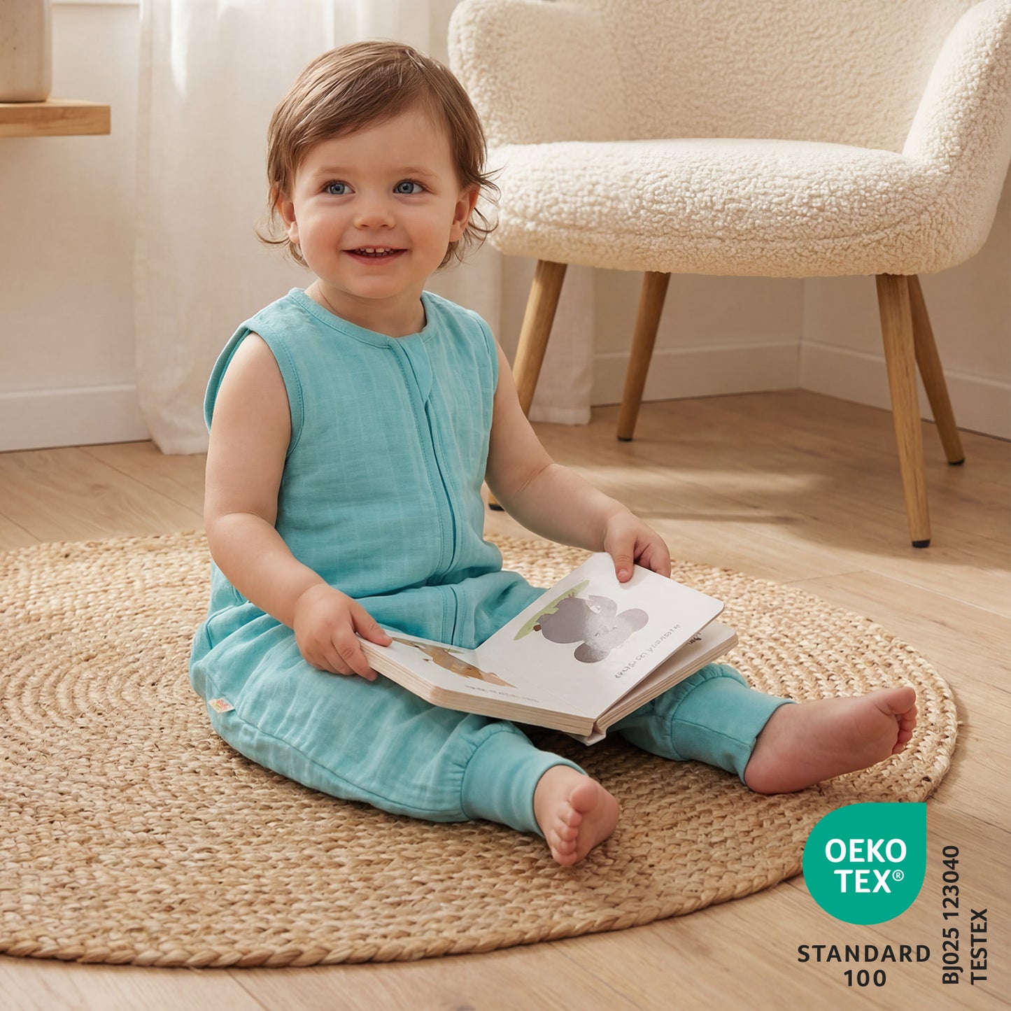 Musselin Schlafsack mit Füßen 0.5 Tog_Aqua_2_422