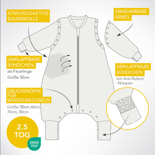 Schlafsack mit Füßen und umklappbaren Bündchen, 2.5 TOG - (Bild-110)