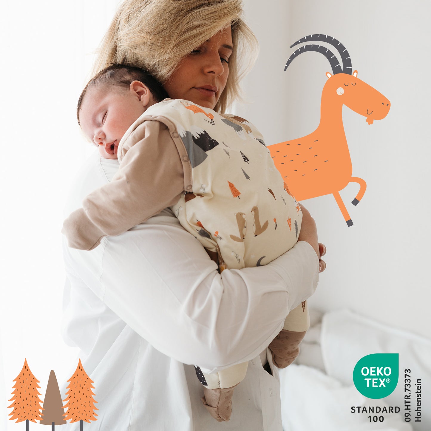 Schlafsack mit Füßen und umklappbaren Bündchen, 2.5 TOG