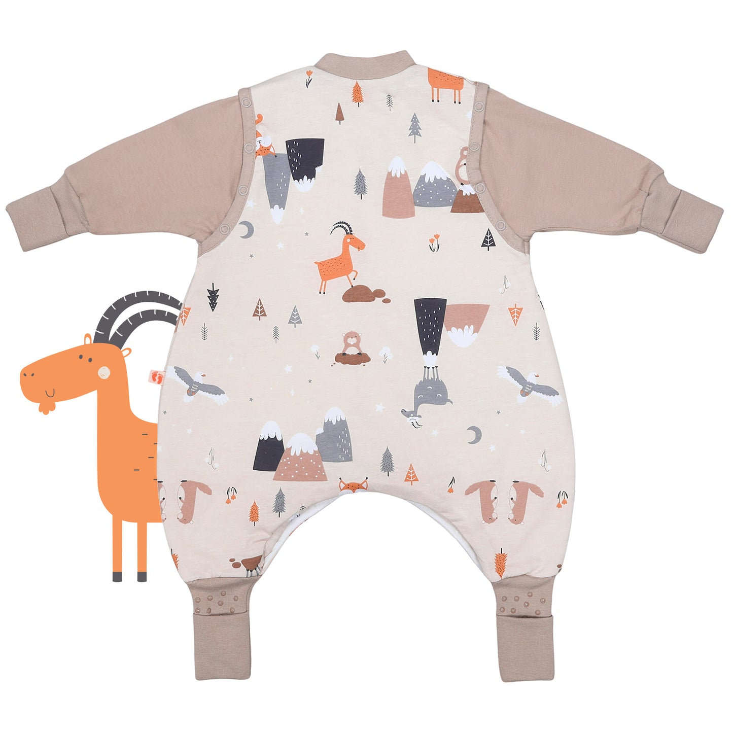 Schlafsack mit Füßen und umklappbaren Bündchen 2.5 TOG_Bergtiere_Rückseite_461