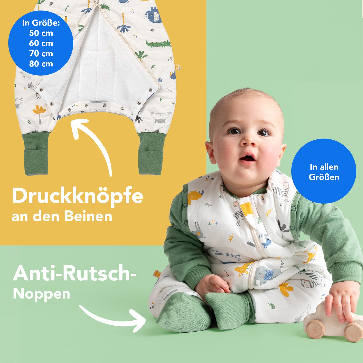 Schlafsack mit Füßen und umklappbaren Bündchen 2.5 TOG_Dschungel_Fußbündchen_461
