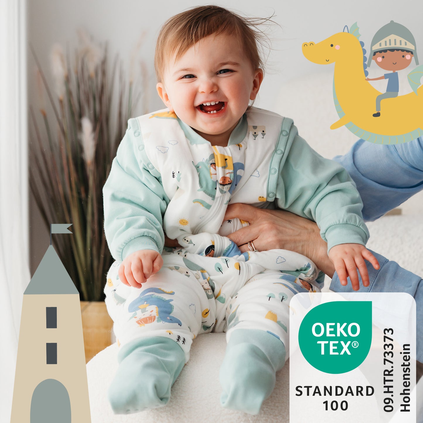 Schlafsack mit Füßen und umklappbaren Bündchen 2.5 TOG_Fantasia_OEKOTEX_461