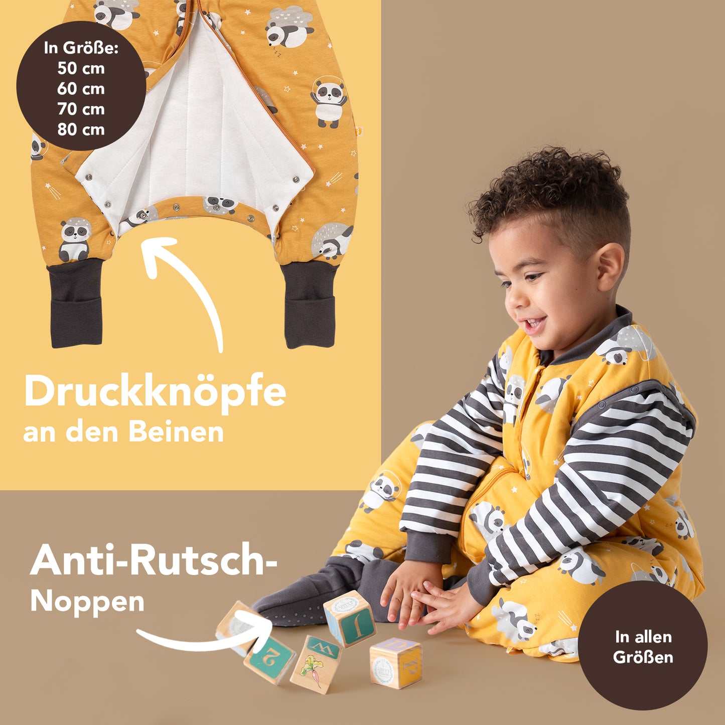Schlafsack mit Füßen und umklappbaren Bündchen 2.5 TOG_Panda_Fußbündchen_461