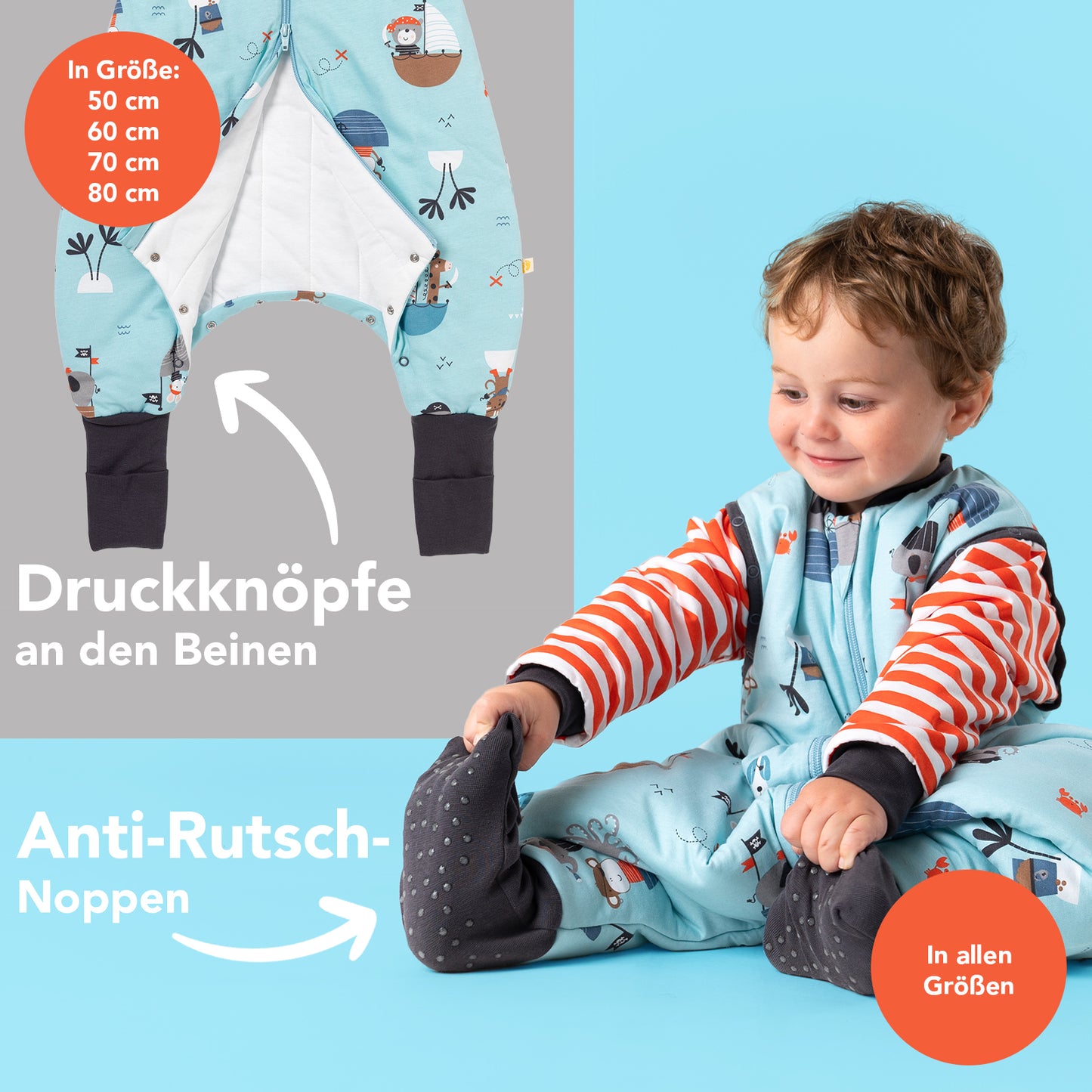 Schlafsack mit Füßen und umklappbaren Bündchen 2.5 TOG_Pirat_Fußbündchen_461