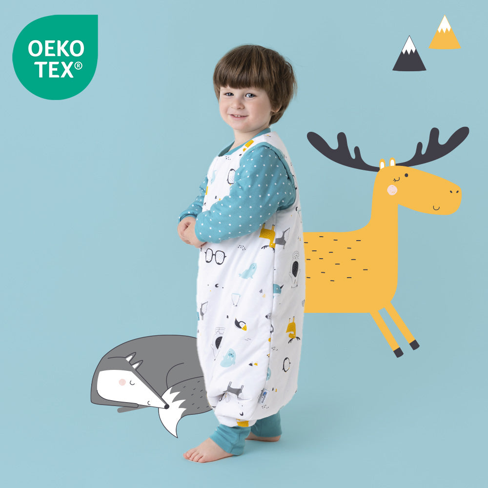 Bio Schlafsack mit Füßen und umklappbaren Bündchen 2.5 TOG_Polarfreunde_OEKOTEX_462