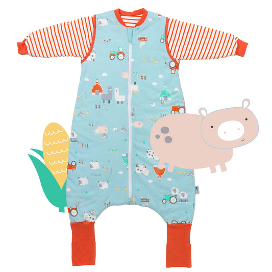 Bio Schlafsack mit Füßen und umklappbaren Bündchen 2.5 TOG Bauernhof - (Bild-5)