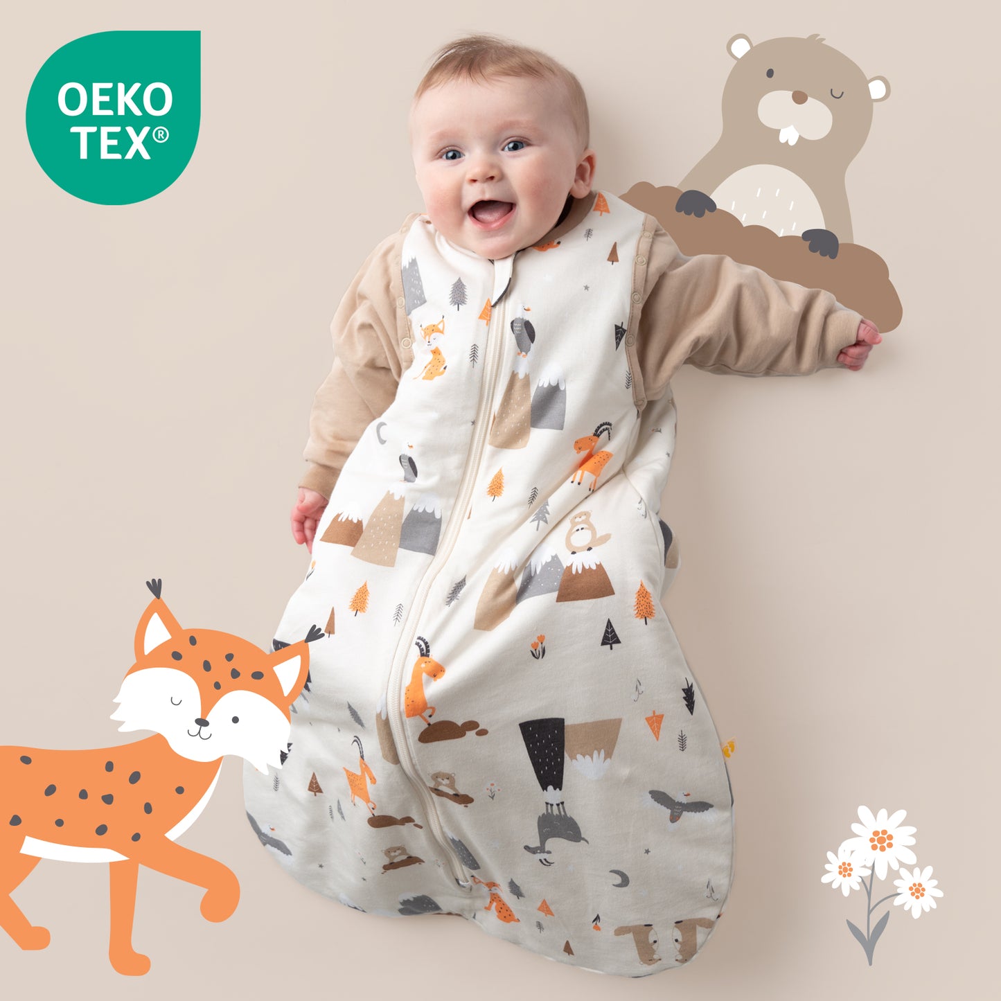 Babyschlafsack 2.5 TOG_Bergtiere_OEKOTEX_465