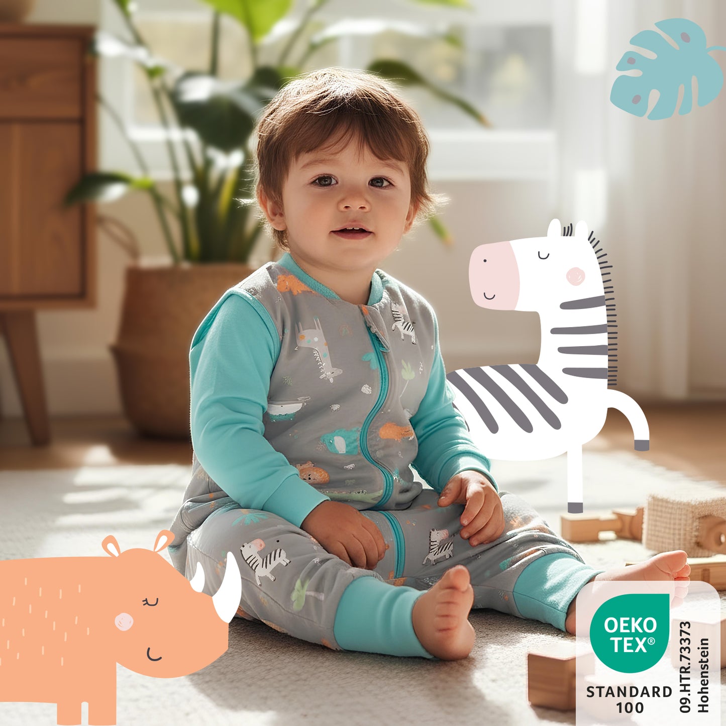 Schlafsack mit Füßen und umklappbaren Bündchen 3.5 TOG_Safari_468_2 - (Bild-43)