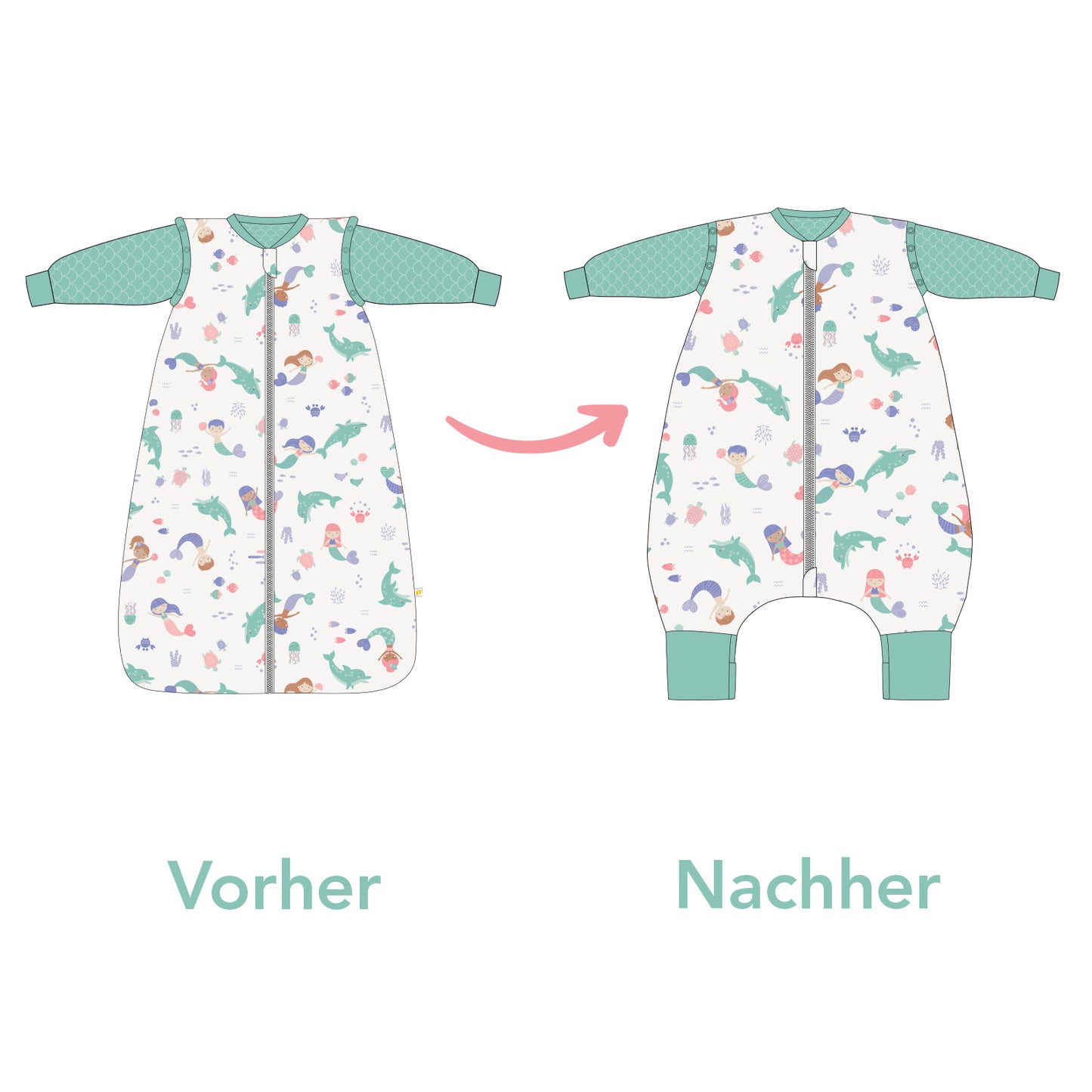 Schlummersack Upcycling Service Schlafsack mit Füßen mit Anti-Rutsch Noppen