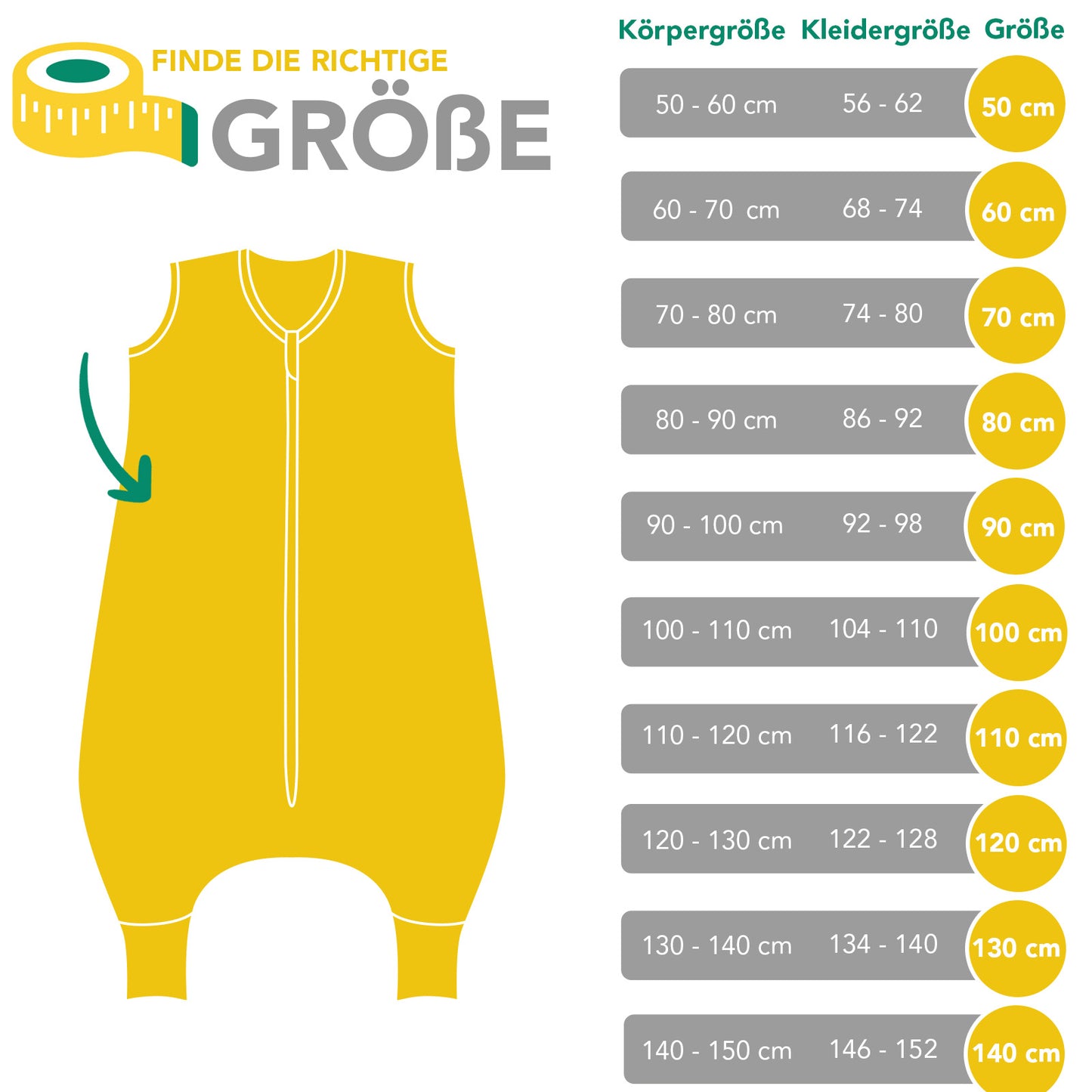 Schlafsack mit Füßen und umklappbaren Bündchen, 2.5 TOG