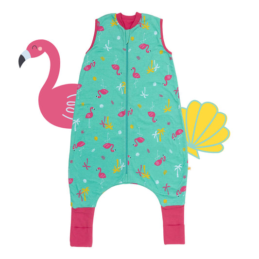 Bio Schlafsack mit Füßen und umklappbaren Bündchen 1.0 TOG_Flamingo_Vorderseite_419