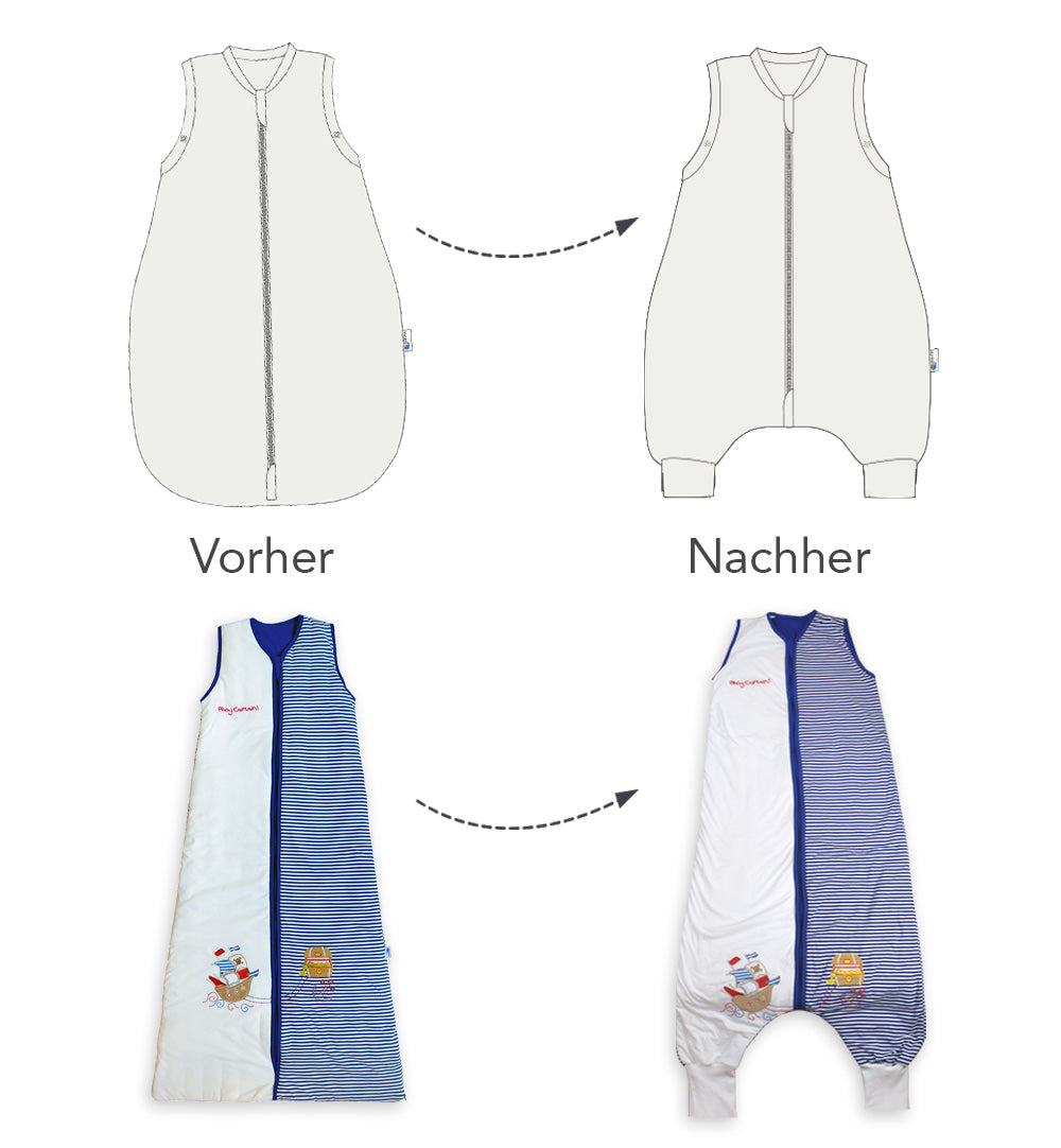 Schlummersack Upcycling Service Schlafsack mit Füßen Standardbündchen