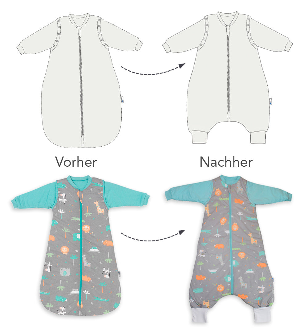 Schlummersack Upcycling Service Schlafsack mit Füßen Standardbündchen